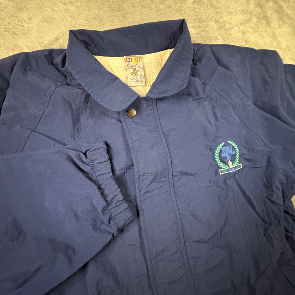 VTG 90s Beverly Hills Polo Club Men's M/L Navy Colorblock Zip Windbreaker Jacket